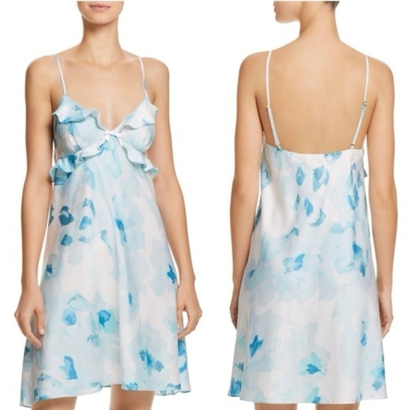Kate Spade Blue Watercolor Floral Nightie, Size M - Picture 1 of 8